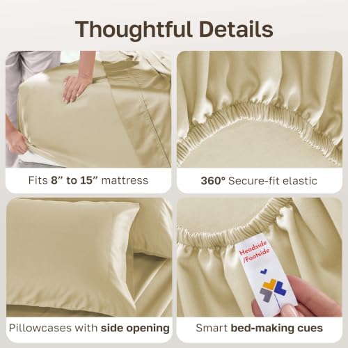 California Design Den 100% Cotton Sateen Split King Bed Sheet Set, 5 Pcs
