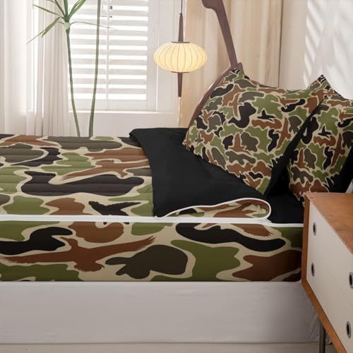 Feelyou Duck Camouflage Hunting Comforter Set Twin Size Kids Boys Girls