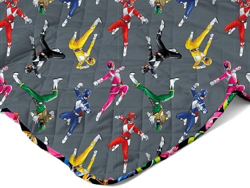 Northwest Power Rangers Rangers Go Full/Queen Quilted Blanket, Comfy Throw, Adults Boys Girls, Soft Lightweight Bedding for Bed, or Couch, 90 x 90 inches