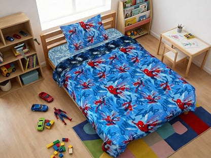 Marvel Spiderman Twin Comforter Set, Reversible Design Ultra Soft Fade Resistant Microfiber Kids Bedding Set, Officially Licensed