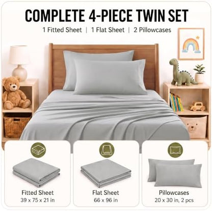 CozyLux Twin Sheet Set 4-Piece, 21-Inch Deep Pocket, Soft Brushed Feel