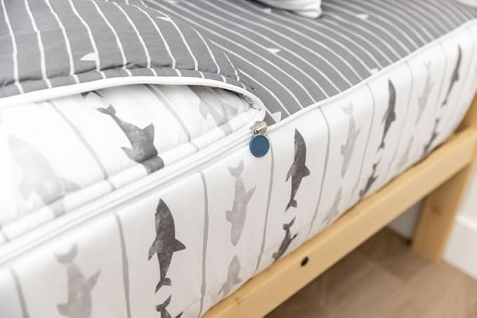 Beddy's Great White Zipper Bedding - Durable Zip-On Sheets & Comforter for Kids - Bed in a Bag - Easy Make Bedding - Machine Washable - Includes Pillowcase & Sham - Grey Shark - Full