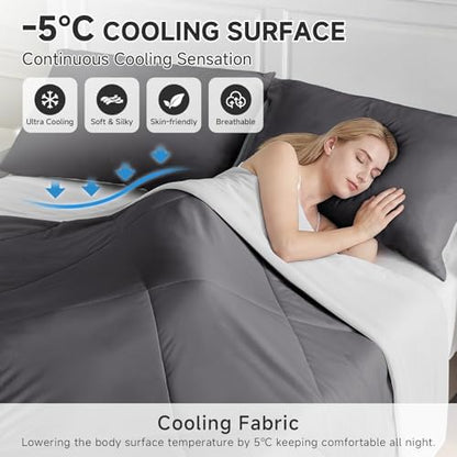 HOMFINE Cooling Comforter for Hot Sleepers King/Cal King, Gray 108"x90"