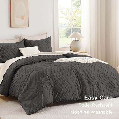Andency Dark Grey Oversized Super King Comforter Set 120x120 Extra Large