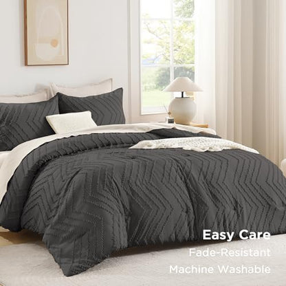 Andency Dark Grey Oversized Super King Comforter Set 120x120 Extra Large