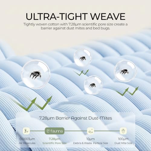 FAUNNA 100% Cotton Duvet Cover Dust Mite Bed Bug Comforter Protector, Full