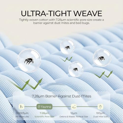 FAUNNA 100% Cotton Duvet Cover Dust Mite Bed Bug Comforter Protector, Full