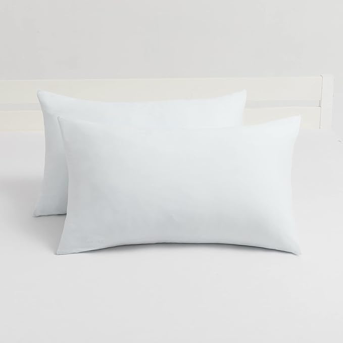 2-Pack Stretch Pillow Cases - Jersey Knit & Envelope Closure Pillowcases with Ultra Soft T-Shirt Like Polyester Blend - Suitable for Queen or Standard Size Set of 2, Light Blue