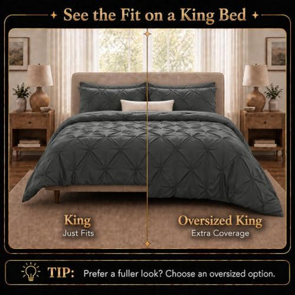 CozyLux Oversized King Comforter Set Dark Grey, 7 Pieces Bed in a Bag