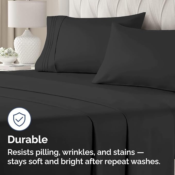 Standard Pillow Cases Set of 4 - Ultra Soft Hotel Quality Pillowcase Covers - Comfy Cozy Bedding for Women, Men, Kids & Teens - Machine Washable Pillow Protectors - 4 Piece Set - Standard Size Black