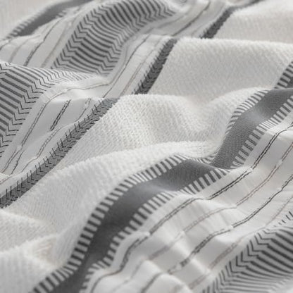 SLEEP ZONE Comforters Twin Set, Modern Striped Bedding Set Gray 2 Pcs