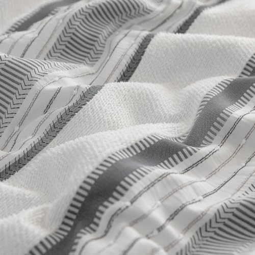 SLEEP ZONE Comforters Full Set, Modern Striped Bedding Set Gray 3 Pcs