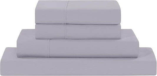 Modern Threads Soft Microfiber Solid Sheets - Luxurious Microfiber Bed Sheets - Includes Flat Sheet, Fitted Sheet with Deep Pockets, & Pillowcases Lilac Marble Queen