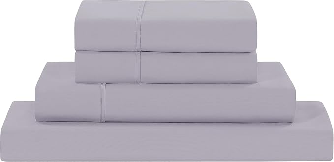 Modern Threads Soft Microfiber Solid Sheets - Luxurious Microfiber Bed Sheets - Includes Flat Sheet, Fitted Sheet with Deep Pockets, & Pillowcases Lilac Marble King