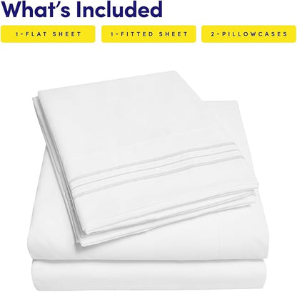 1500 Supreme Collection Extra Soft RV Short Queen Sheets Set, White - Luxury Bed Sheets Set with Deep Pocket Wrinkle Free Hypoallergenic Bedding, Over 40 Colors, RV Short Queen Size, White