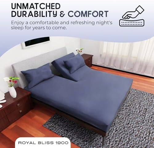 Top Split Flex Head California King Size Sheet Set - Egyptian Quality Ultra-Soft Bed Sheets - Double Brushed - Deep Pockets- Easy Fit - 4 Piece Set- Fade Resistant (Navy Blue)