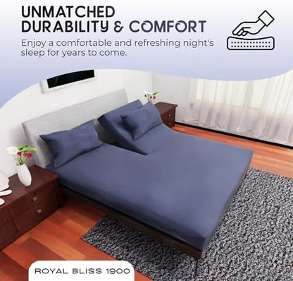 Top Split Flex Head California King Size Sheet Set - Egyptian Quality Ultra-Soft Bed Sheets - Double Brushed - Deep Pockets- Easy Fit - 4 Piece Set- Fade Resistant (Navy Blue)