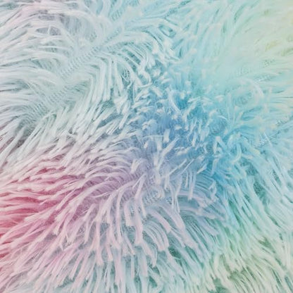 Smoofy Fluffy Twin Comforter Set, Rainbow Faux Fur Comforter Set 2 Pieces