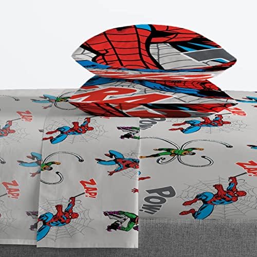 Marvel Spiderman Queen Comforter Set 7 Piece Bedding for Boys, Grey