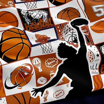 Helloosun 5PCS Twin Basketball Comforter Set,Sports Bedding Sets for Boys,Twin Boys Comforter Set,Basketball Bedding Set with Sheets，Pillowcases