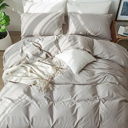 MooMee Duvet Cover Set 100% Washed Cotton Linen Like Oversized King Plus