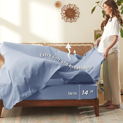 Bedsure Floral Blue Comforter Set, King Bedding Sets, 7 Piece
