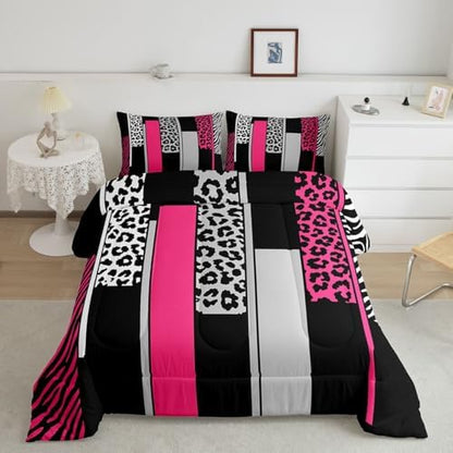 Feelyou Animal Print Ombre Leopard Comforter Set Full Size Kids Boys Girls