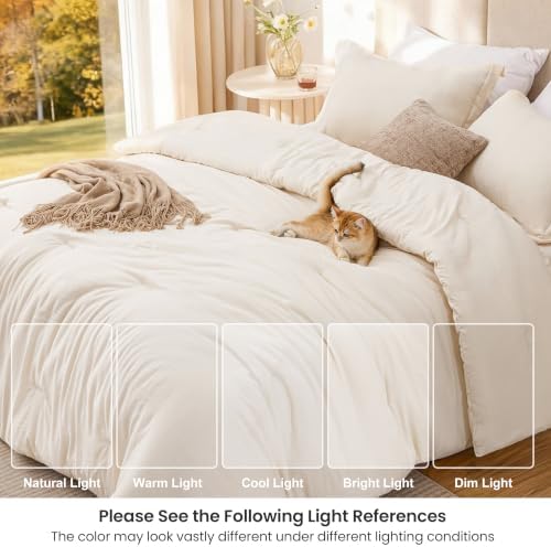 Love's cabin Beige King Size Comforter Set, 3-Piece Prewashed Bed Set