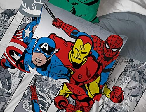 Marvel Comics Avengers Queen Comforter Set 7 Piece Soft Boys Bedding, Multi