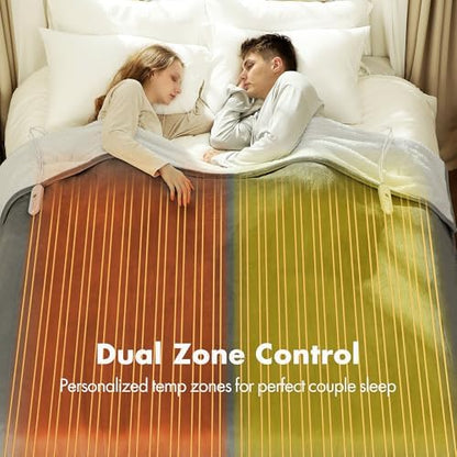 Electric Heated Blanket King White with Quick Heat, Dual Control