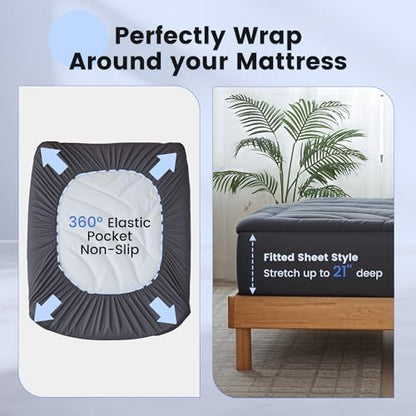 Waterproof Mattress Pad King, Quilted Fitted King Mattress Protector