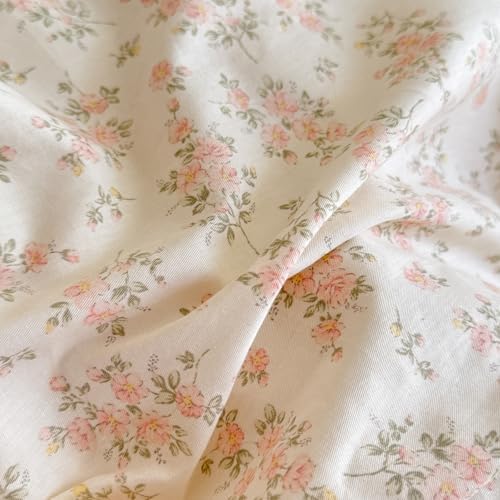 LifeTB Pink Floral Duvet Cover Set King, 100% Cotton Peach Flower Pattern Romantic Ruffle Comforter Cover, Vintage Cottagecore Botanical Duvet Cover, Aesthetic French Style Princess Lace Bedding Set