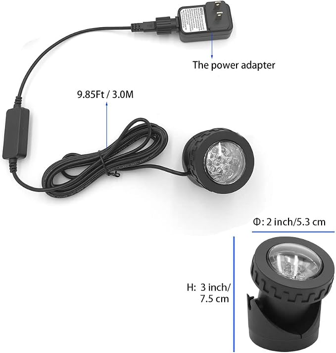 Colored Pond Lights with Timer, APP Control RGB Fountain Light IP68 Waterproof, Dimmable Outdoor Landscape Lights for Fish Tank Pond Fountain Garden (1 Light)