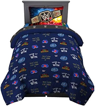 WWE Wrestlemania Kids Bedding Set, Super Soft Microfiber Comforter & Sheet Set, 4-Piece Twin, (Officially Licensed Product) by Franco