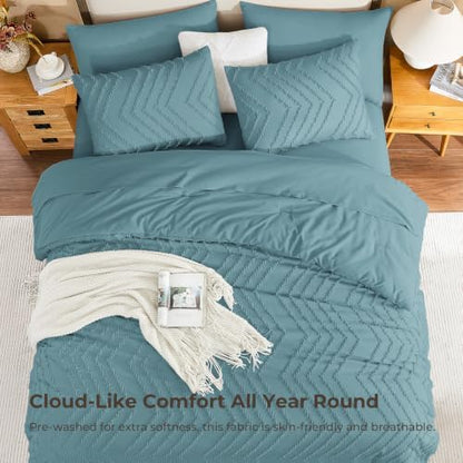 Litanika Super King Comforter Set with Sheets, 7 Pieces Boho Bed Set