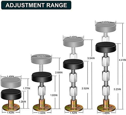 Krisler Adjustable Threaded Bed Frame Anti-Shake Tool for Bed, Headboard stoppers, Bedside Headboards Prevent loosening Anti-Shake Fixer, 4pc, 30-112mm, Easy Install