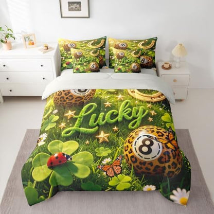 Y2K Lucky 8 Ball 7 Piece Comforter Set Twin Girly Fashion Leopard Bedding Set For Girls Room Decor,Preppy Cheetah Print Bed In A Bag With Sheets For Kids Teen Adults,Trendy Aesthetic Y2K Style Bed Set
