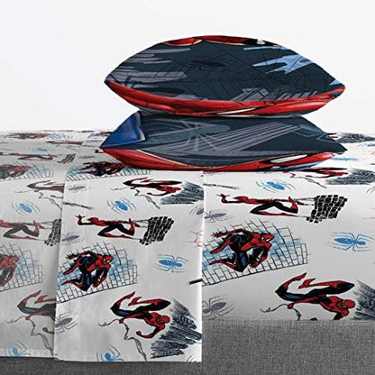 Marvel Spiderman Queen Comforter Set 5 Piece Kids Bedding for Boys, Multi