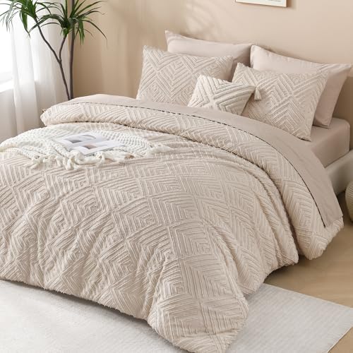 Andency Khaki Super King Comforter, 3 Pieces Boho Bedding Set