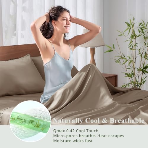 Bamboo Viscose Sheet Set California King Size, Cooling Sheets 4pcs