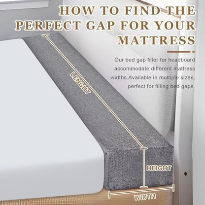 Bed Gap Filler,High-Density Bed Crack Filler with Removable Cover,Mattress Extender for Headboard Gap,Spacer Filler Between Mattress and Wall,Wedge Gap Filler,Dark Gray,39"x2"x10",Twin/Twin XL