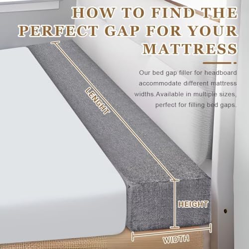 Bed Gap Filler,High-Density Bed Crack Filler with Removable Cover,Mattress Extender for Headboard Gap,Spacer Filler Between Mattress and Wall,Bed Wedge Gap Filler,Dark Gray,54"x8"x10", Full