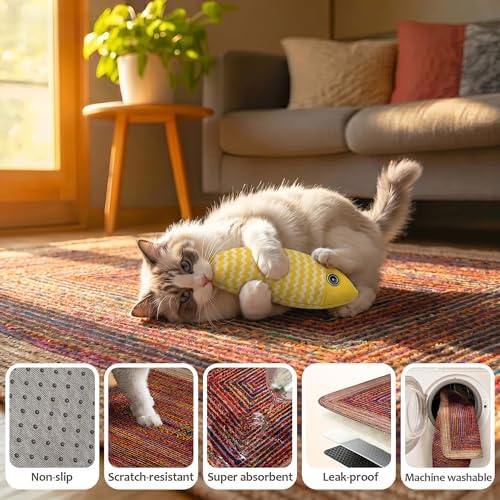 Washable Pee Pads for Cats & Dogs, 24"x36" 2pc, as Litter Box Mats