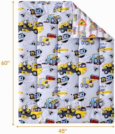 Mooreeke Toddler Bedding Sets for Boys, 4 Pieces Grey Heavy-Duty Vehicles
