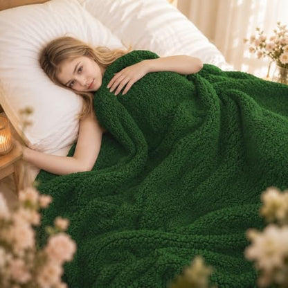 Eydna Electric Heated Blanket Full Size 72"×84" with 9 Heating Levels & 1-10Hs Auto Off，Double Sided Plush Sherpa, Energy Efficient, Machine Washable, for Couch & Bed, Gifts for Grandma- Green