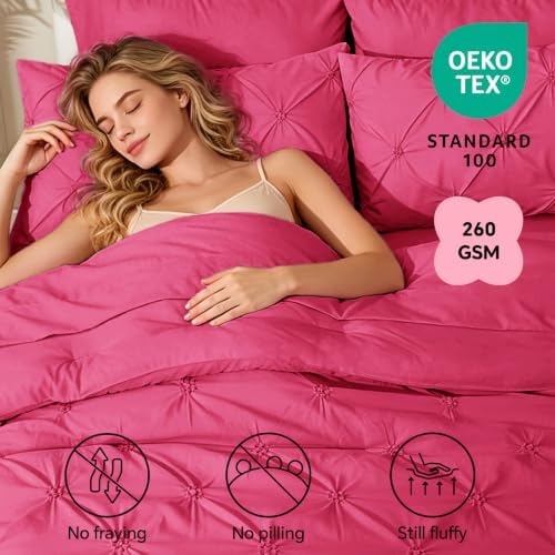 BEDELITE Queen Comforter Set Hot Pink,Lightweight & Soft Comforter