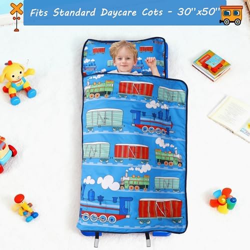 Lasoftan Toddler Nap Mat with Pillow and Blanket, Extra Large Rolled Napping Mats,Slumber Bags for Boys Girls,Kids Sleeping Bag for Daycare, Preschool Travel Camping