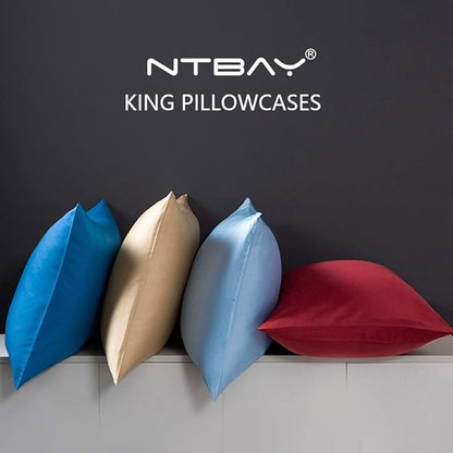 NTBAY King Pillowcase Set - 2 Pack Brushed Microfiber 20x36 Pillowcases - Soft, Wrinkle-Free, Fade-Resistant, Stain-Resistant, Red Pillowcases with Envelope Closure - 20x36 Inches, Red