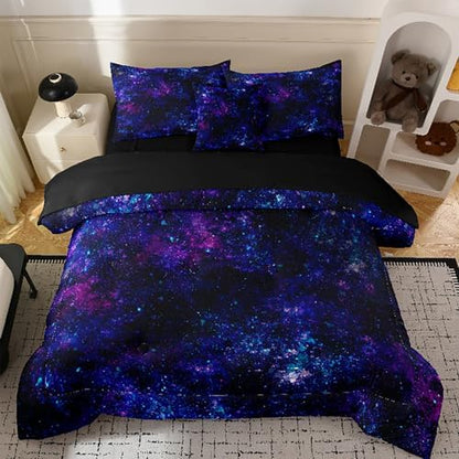 6pc Galaxy Bedding Set for Boys,Twin Size Comforter Sets for Teen,Kids Comforter Set with 1 Quilt+1 Flat Sheet+1 Fitted Sheet+2 Pillowcases+1 Cushion Cover(Galaxy Twin)