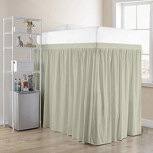 Twin XL 42" Inch Drop Long Dorm Bed Skirt, Ruffled Pattern College Dorm Room Bed Skirts, Split Corner, Easy Care, No Wrinkle Microfiber Bed Skirt